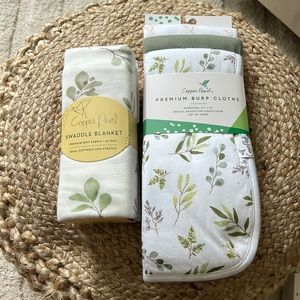 NWT Copper Pearl Swaddle Blanket & Premium Burp Cloths